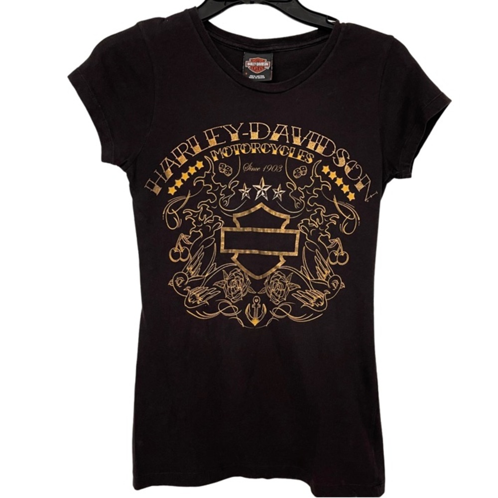 Harley-Davidson Short Sleeve T-Shirt Gold Foil Size Small